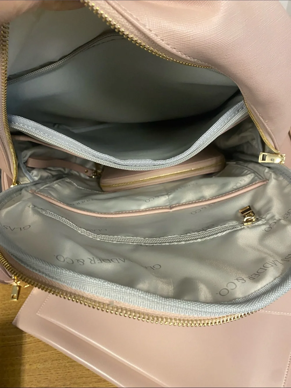 Glass Ladder & Co Women's Blush Pink Backpack Set with Wallets and Clutch